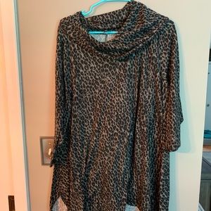 Leopard print cowl neck tunic